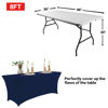Picture of IVAPUPU 8FT Table Cloth for Rectangular Fitted Events Stretch Jean Blue Table Covers Washable Table Cover Spandex Tablecloth Table Protector for Party, Wedding, Cocktail, Banquet, Festival