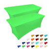 Picture of IVAPUPU 2 Pack 8FT Table Cloth for Rectangular Fitted Events Stretch Green Table Covers Washable Table Cover Spandex Tablecloth Table Protector for Party, Wedding, Cocktail, Banquet, Festival