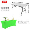 Picture of IVAPUPU 2 Pack 8FT Table Cloth for Rectangular Fitted Events Stretch Green Table Covers Washable Table Cover Spandex Tablecloth Table Protector for Party, Wedding, Cocktail, Banquet, Festival