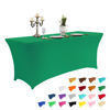 Picture of IVAPUPU 8FT Table Cloth for Rectangular Fitted Events Stretch Emerald Green Table Covers Washable Table Cover Spandex Tablecloth Table Protector for Party, Wedding, Cocktail, Banquet, Festival