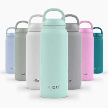 Picture of Ello Cooper Twist 32oz Stainless Steel Water Bottle with Chug Lid | Leak Proof | Double Walled and Vacuum Insulated | Built in Carry Loop | Dishwasher Safe | Yucca