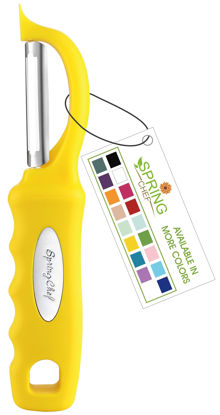 Picture of Spring Chef Premium Swivel Potato Peeler for Kitchen, Stainless Steel Fruit Peeler with Soft Grip Handle, Perfect for Vegetable, Apple, Carrot, Cucumber, Ginger - Dishwasher Safe - Yellow