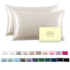 Picture of SUATIEN Breathable Mulberry Silk Pillowcase Set - Soft and Silky with Hidden Zipper (Beige, 20" x 26", 2 Pack)