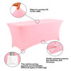 Picture of IVAPUPU 8FT Table Cloth for Rectangular Fitted Events Stretch Pink Table Covers Washable Table Cover Spandex Tablecloth Table Protector for Party, Wedding, Cocktail, Banquet, Festival
