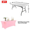 Picture of IVAPUPU 8FT Table Cloth for Rectangular Fitted Events Stretch Pink Table Covers Washable Table Cover Spandex Tablecloth Table Protector for Party, Wedding, Cocktail, Banquet, Festival