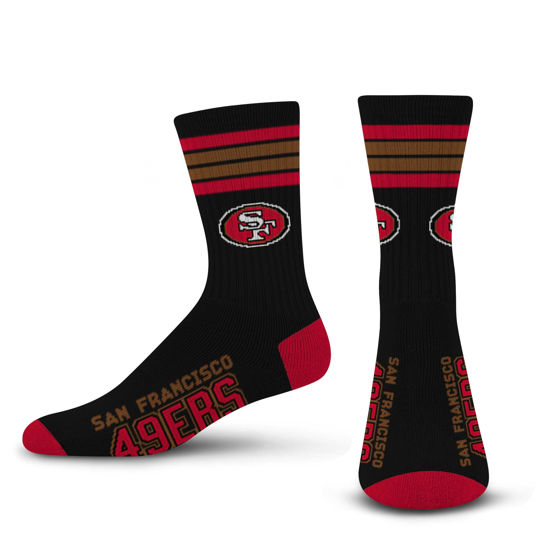 Picture of For Bare Feet NFL 4 Stripe Deuce Crew Sock, San Francisco 49ers, Medium