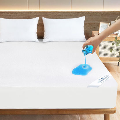 Picture of Queen Sofa Bed Terry Mattress Protector Pad Cover 100% Waterproof and Breathable Queen Sleeper Sofa Mattress Topper Sheet Fitted Mattress Protector, 60" x72", Machine Washable
