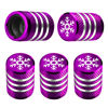 Picture of Tire Valve Stem Cap Cover - (5 Pack) Tire Air Caps Metal with Plastic Liner Corrosion Resistant Leak-Proof Snow Snowflake for Car Motorcycle Bike Purple