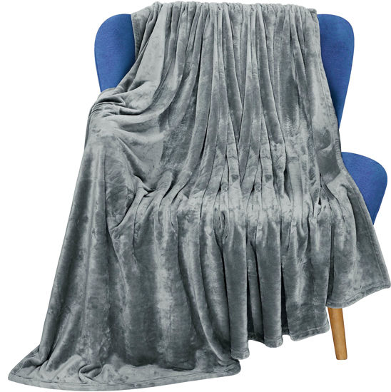 Picture of Utopia Bedding Fleece Blanket Throw Size Ash Grey 300GSM Luxury Fuzzy Soft Anti-Static Microfiber Bed Blanket (60x50 Inches)