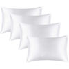 Picture of BEDELITE Satin Pillowcase for Hair and Skin, Super Soft Similar to Silk Pillow Cases 4 Pack with Envelope Closure, Cooling Pillowcases for Women Men (20"x26" Standard Size, White)