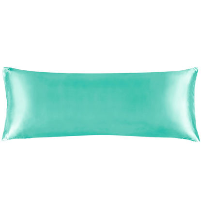 Picture of BEDELITE Satin Silk Body Pillow Pillowcase for Hair and Skin, Premium and Silky Turquoise Long Body Pillow Case Cover 20x54 with Envelope Closure