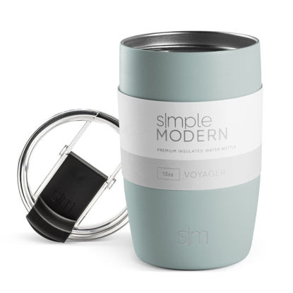 Picture of Simple Modern Travel Coffee Mug Tumbler with Flip Lid | Reusable Insulated Stainless Steel Cold Brew Iced Coffee Cup Thermos | Gifts for Women Men Him Her | Voyager Collection | 12oz | Sea Glass Sage