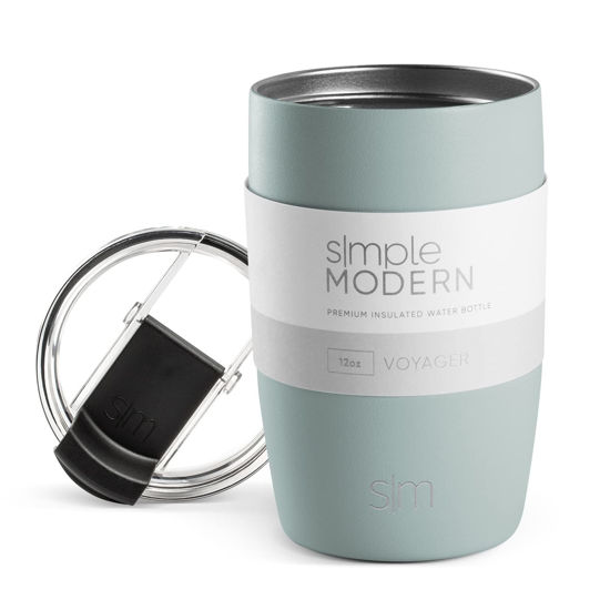 Picture of Simple Modern Travel Coffee Mug Tumbler with Flip Lid | Reusable Insulated Stainless Steel Cold Brew Iced Coffee Cup Thermos | Gifts for Women Men Him Her | Voyager Collection | 12oz | Sea Glass Sage