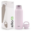 Picture of Ello Cooper 40oz Stainless Steel Water Bottle with 2 Lids Chug and Straw | Leak Proof | Double Walled and Vacuum Insulated | Built in Carry Loop | Dishwasher Safe | Cashmere Pink