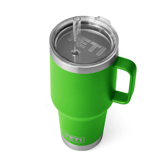 Picture of YETI Rambler 35 oz Tumbler with Handle and Straw Lid, Travel Mug Water Tumbler, Vacuum Insulated Cup with Handle, Stainless Steel, Canopy Green
