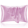 Picture of BEDELITE Satin Pillowcase for Hair and Skin, King Pillow Cases Set of 2 Pack, Super Soft Silky Pink Pillow Case with Envelope Closure (20x40 Inches)