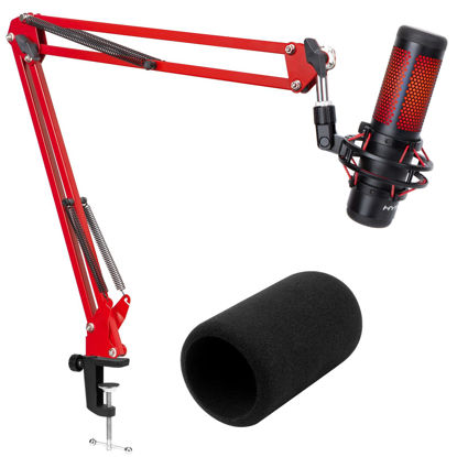 Picture of SUNMON Hyper x QuadCast Boom Arm - Upgraded Red Boom Arm for HyperX QuadCast with QuadCast Windscreen, Sound Insulation and Noise Reduction, HyperX QuadCast Microphone Arm with 3/8" to 5/8" Adapter