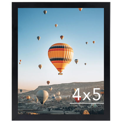 Picture of JCJMY 4x5 Picture Frame Black for Wall Hanging or Tabletop, Wall Mounting Horizontally or Vertically, 4 x 5 Wall Gallery Poster Photo Frame with Shatter Resistant Plexiglass, Black