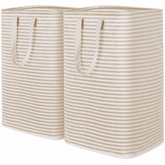 Picture of Lifewit 2 Pack Laundry Hamper Large Collapsible Laundry Baskets, Freestanding Waterproof Clothes Hamper with Easy Carry Handles in Laundry Room Bedroom Bathroom College Dorm for Adults, Beige, 2 x 80L