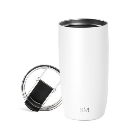 Picture of Simple Modern Travel Coffee Mug Tumbler with Flip Lid | Reusable Insulated Stainless Steel Cold Brew Iced Coffee Cup Thermos | Gifts for Women Men Him Her | Voyager Collection | 16oz | Winter White