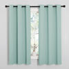 Picture of NICETOWN Aqua Blue Room Darkening Curtains for Kitchen, Window Treatment Thermal Insulated Solid Grommet Curtains/Drapes Bedroom (Set of 2, 42 inches Wide by 63 Long)