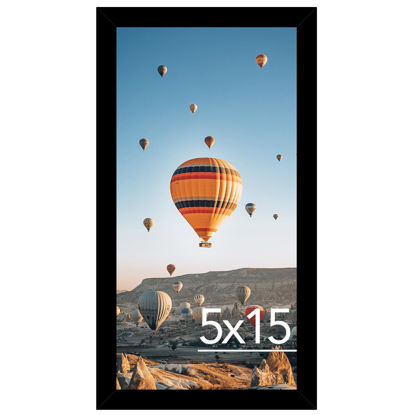 Picture of JCJMY 5x15 Picture Frame Black for Wall Hanging, Wall Mounting Horizontally or Vertically, 5 x 15 Wall Gallery Poster Photo Frame with Shatter Resistant Plexiglass, Black