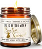 Picture of Boston Terrier Gifts for Women - 'Life is Better with a Boston Terrier' Candle, w/Vanilla, Coconut & Citrus - infused w/Essential Oils I Boston Terrier Decor I 50Hr Burn, USA Made