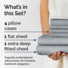 Picture of Extra Deep Queen Sheet Set - 6 Piece Breathable & Cooling Sheets - Hotel Luxury Bedding Set w/18-24 Inch Extra Deep Pockets - Easy Fit - Super Soft, Wrinkle Free & Comfy - Heathered Blue, Queen Size