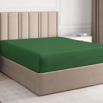 Picture of King Size Fitted Bed Sheet - Hotel Luxury Single Fitted Sheet Only - Fits Mattress Up to 16" - Soft, Wrinkle Free, Breathable Sheet for Women, Men, Kids & Teens - Emerald Green Single Fitted Sheet