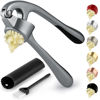 Picture of Zulay Kitchen Premium Garlic Press Set - Rust Proof & Dishwasher Safe Professional Garlic Mincer Tool - Easy-Squeeze, Easy-Clean with Soft, Ergonomic Handle - Silicone Garlic Peeler & Brush (Slate)