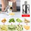 Picture of Cambom Rotary Cheese Grater Hand Crank Cheese Shredder for Fresh Cheese, Vegetable, Nuts,Non-slip Suction Base, Free Cleaning Brush Three Blades, White