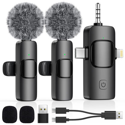 Picture of 4 in 1 Mini Wireless Lavalier Microphone for All Devices (iOS, Andriod, Camera, PC) - Noise Reduction Lapel Mic for Recording, Clip on Mic, Omni Lav Mic for Video Recording, Tiktok, Youtube, Vlog