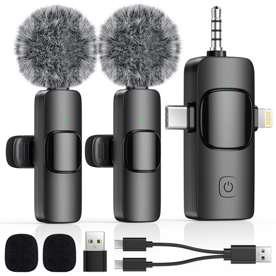 Picture of 4 in 1 Mini Wireless Lavalier Microphone for All Devices (iOS, Andriod, Camera, PC) - Noise Reduction Lapel Mic for Recording, Clip on Mic, Omni Lav Mic for Video Recording, Tiktok, Youtube, Vlog