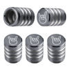 Picture of Tire Valve Stem Cap Cover - (5 Pack) Tire Air Cap Metal with Plastic Liner Corrosion Resistant Leak-Proof Rock and Roll for Car Truck Motorcycle Bike Grey