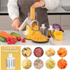 Picture of Cambom Rotary Cheese Grater Hand Crank Cheese Shredder for Fresh Cheese, Vegetable, Nuts,Non-slip Suction Base, Free Cleaning Brush Three Blades,Yellow