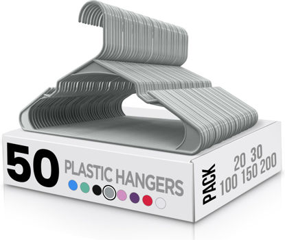 Picture of Utopia Home Clothes Hangers 50 Pack - Plastic Hangers Space Saving - Durable Coat Hanger with Shoulder Grooves (Grey)