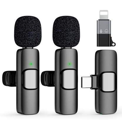 Picture of USB C Mini Wireless Lavalier Microphone for iPhone 15 16, iOS and Android Devices - Noise Reduction Lapel Mic for Recording, Clip on Mic, Omini Lav Mic for Video Recording, Tiktok, Youtube, Vlog