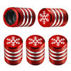 Picture of Tire Valve Stem Cap Cover - (5 Pack) Tire Air Caps Metal with Plastic Liner Corrosion Resistant Leak-Proof Snow Snowflake for Car Motorcycle Bike Red