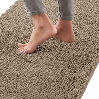Picture of Gorilla Grip Bath Rug 44x26, Thick Soft Absorbent Chenille, Rubber Backing Quick Dry Microfiber Mats, Machine Washable Rugs for Shower Floor, Bathroom Runner Bathmat Accessories Décor, Beige