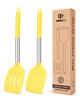 Picture of Pack of 2 Silicone Solid Turner, Non Stick Slotted Kitchen Spatulas, High Heat Resistant BPA Free Cooking Utensils, Ideal Cookware for Fish, Eggs, Pancakes(Yellow)