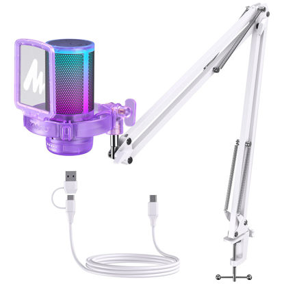 Picture of MAONO USB Gaming Microphone with Noise Cancellation, RGB Condenser Microphone for Streaming, Podcasts, Twitch, YouTube, Discord, PC, Computer, Mac, PS4, PS5, DGM20S Purple