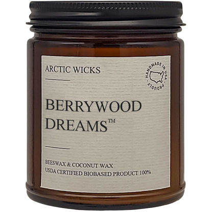 Picture of Berrywood Dreams Candles | Arctic Wicks 9oz Coconut & Beeswax Candles | Amber Scented Berry Candles for Fall, Winter, Holidays, Gifts, Non-Toxic, Sustainable | USDA Certified 100% Biobased