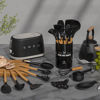 Picture of Umite Chef Kitchen Cooking Utensils Set, 33 pcs Non-Stick Utensils Spatula Set with Holder, Black Wooden Handle Silicone Kitchen Gadgets