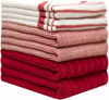 Picture of Premium Kitchen Towels 20”x 28”- 6 Pack| Large Cotton Kitchen Towels | Hand Towels for Kitchen | Flat & Terry Towel | Dish Towels | Highly Absorbent Tea Towels Set with Hanging Loop | Red Striped