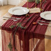Picture of Keketo Burgundy Table Runner Burgundy Red Cheesecloth Gauze 120 Inch 10 FT Rustic Boho Cheese Cloth Runner for Wedding Baby Shower Bridal Shower Engagement Birthday Party Long Sheer Home Decorations
