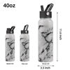 Picture of BJPKPK Insulated Water Bottles with Straw Lid, 40oz Stainless Steel Water Bottles with 3 Lids, Large Metal Water Bottle, BPA Free Leakproof Thermos Water Bottle for Sports & Gym-Carrara Marble