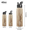 Picture of BJPKPK Insulated Water Bottles with Straw Lid, 40oz Stainless Steel Water Bottles with 3 Lids, Large Metal Water Bottle, BPA Free Leakproof Thermos Water Bottle for Sports-Wood Yellow Gray