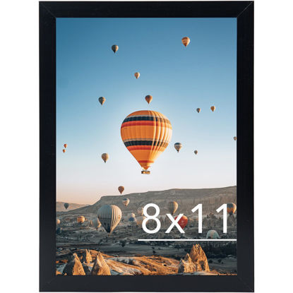 Picture of JCJMY 8x11 Picture Frame Black for Wall Hanging or Tabletop- Wall Mounting Horizontally or Vertically, 8 x 11 Wall Gallery Poster Photo Frame for 8 by 11 Photo, Black