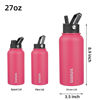 Picture of BJPKPK Insulated Water Bottles with Straw Lid, 27oz Stainless Steel Water Bottle with 3 Lids, Leak Proof BPA Free Metal Thermos Mug, Sports Water Bottle Keep Cold & Hot- Rose Pink