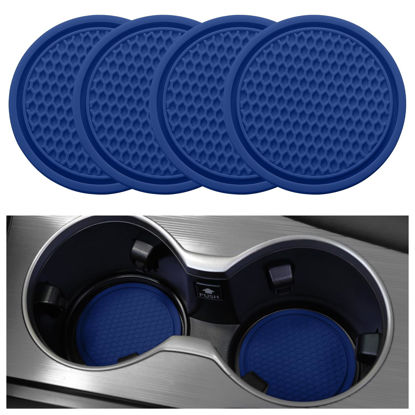 Picture of SINGARO Car Cup Coaster, 4PCS Universal Non-Slip Cup Holders Embedded in Ornaments Coaster, Car Interior Accessories, Grey Blue